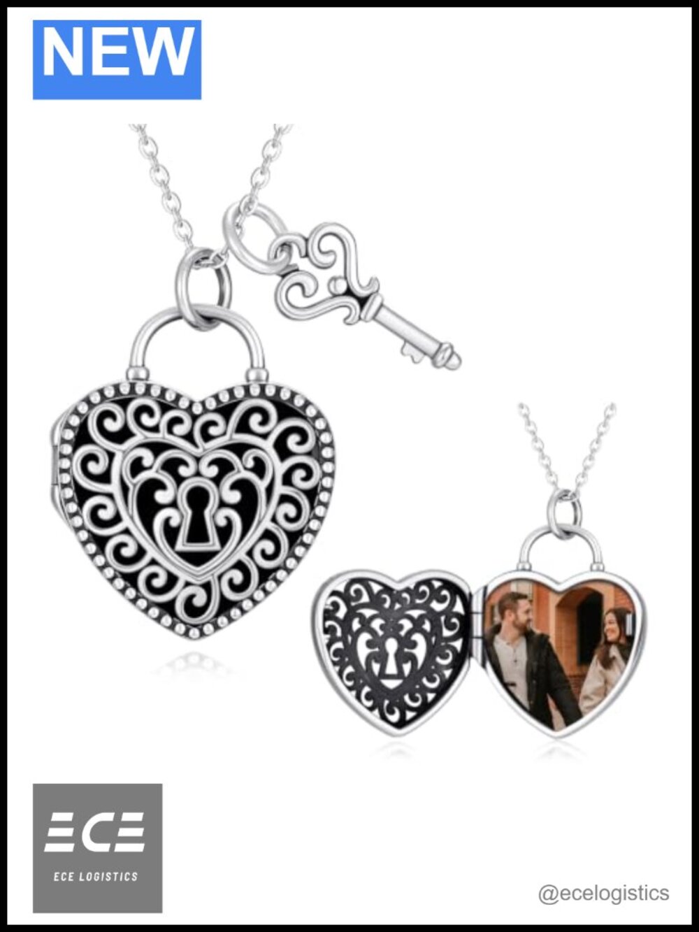 Sterling Silver Heart Locket Necklace Tree of Life Pendant Vintage Key